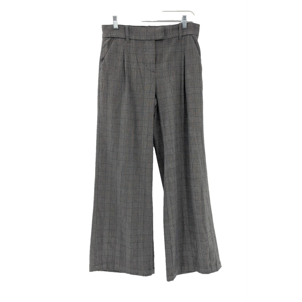 American Eagle Plaid Brown High Rise Stretch Baggy Wide Leg Pants Size 29x30